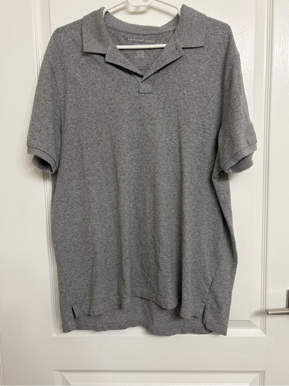 American Eagle Outfitters Men's Gray Polo Shirt Large